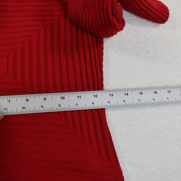 Calvin Klein Dress Womens Medium Red Pullover Long Sleeve Knit Sweater - Picture 7 of 9